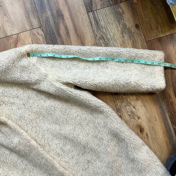 Vintage Faux Fur Sherpa Teddy Jacket Cream Handmade Open Front Mob Wife - Picture 8 of 8